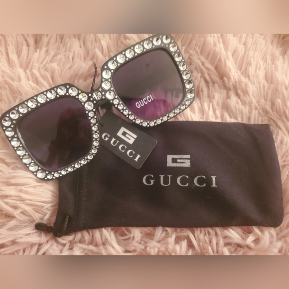 Gucci Black Crystal-Embellished Sunglasses - Picture 1 of 5